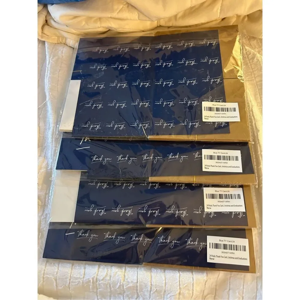 NEW Blue 96 Pk thank You Cards Envelopes & Sticker Graduation 3.5x5”